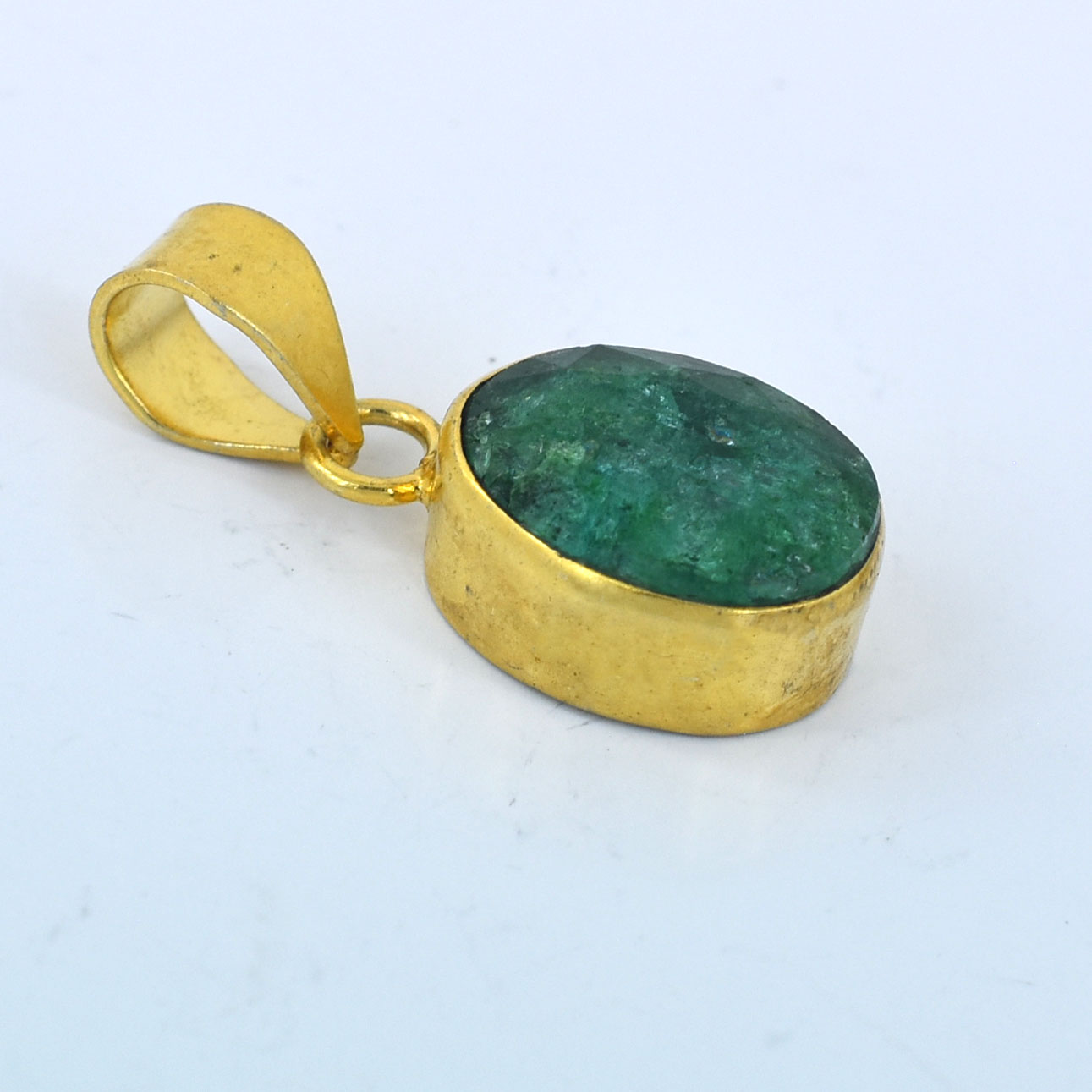 Natural Emerald Gold Plated Pendant Necklace | Green Emerald Gemstone Pendant - Image 5