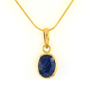 Blue Sapphire (Neelam) Oval Pendant | Gold Plated Sterling Silver