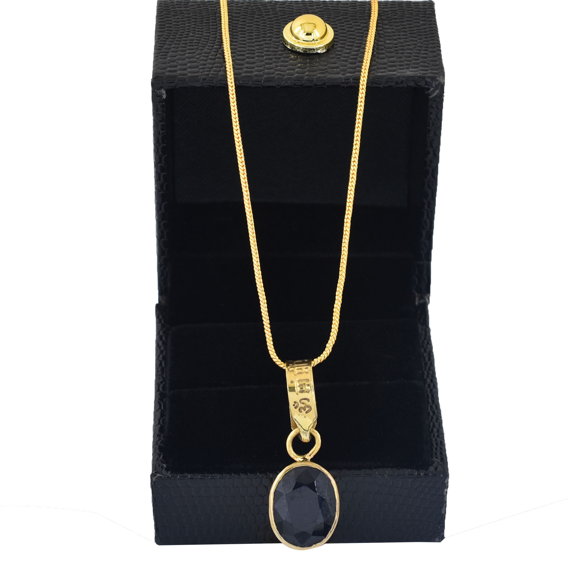 Natural Blue Sapphire (Neelam) Pendant in Gold Plating | Saturn Gemstone Necklace | Healing Crystal Jewelry - Image 7