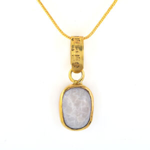 White Sapphire Gold Plated Pendant Necklace | Natural White Sapphire Gemstone Pendant