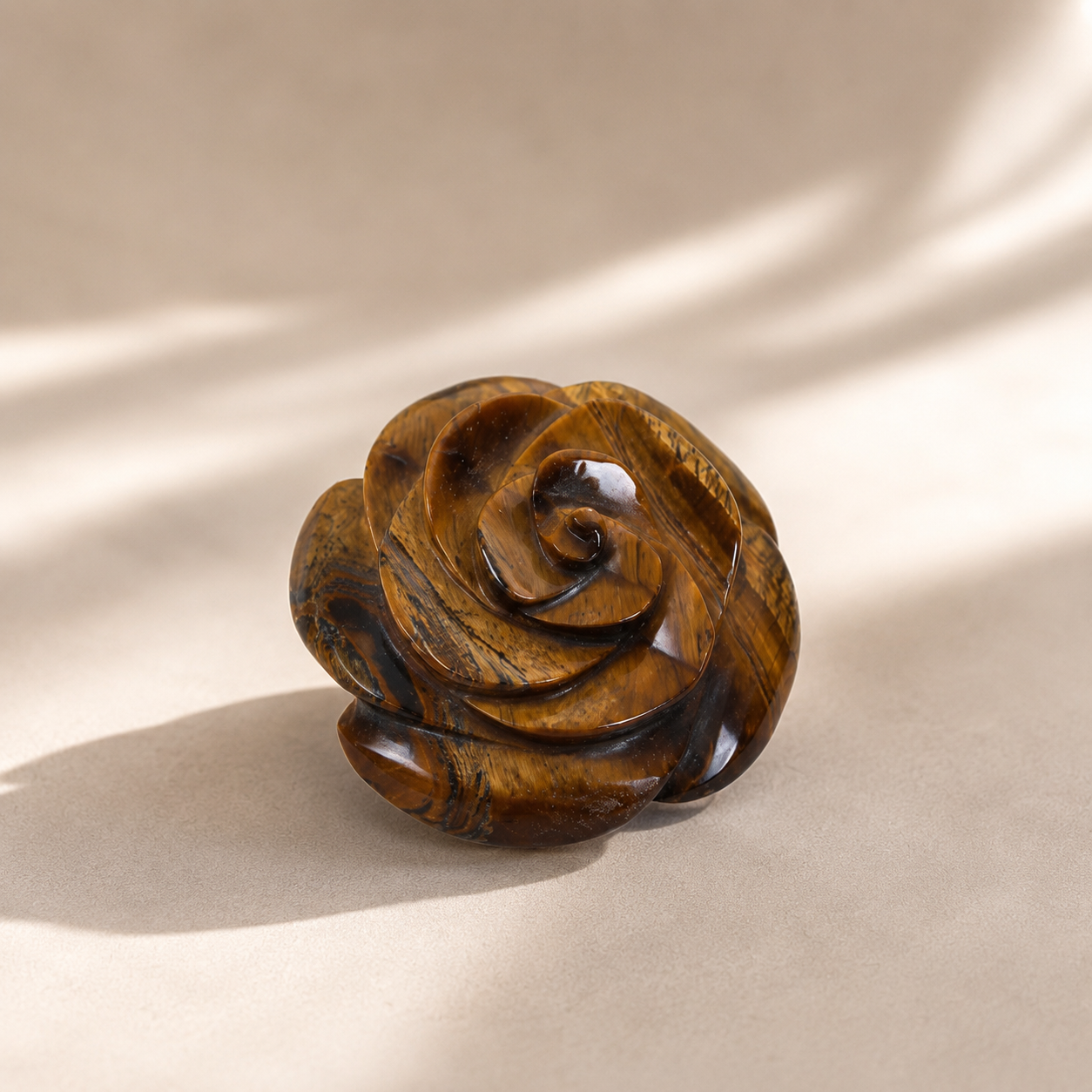 Natural Tiger Eye Rose Crystal Carving | Handcrafted Healing Stone Flower - Image 2