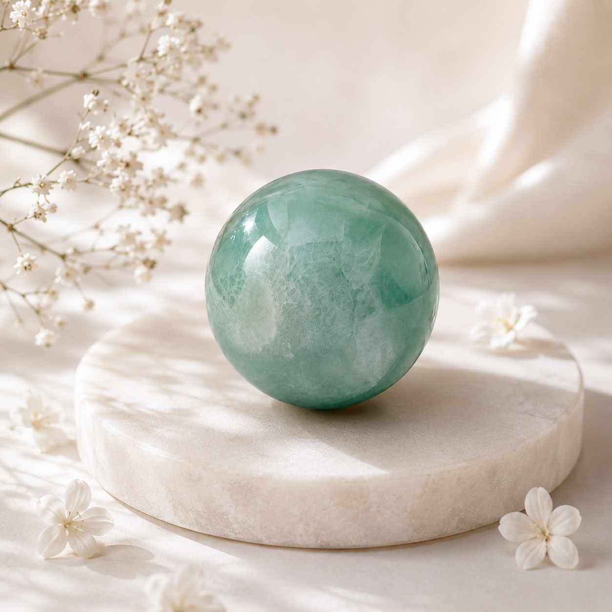Natural Green Fluorite Crystal Sphere | Healing Energy Ball for Meditation & Décor - Image 2