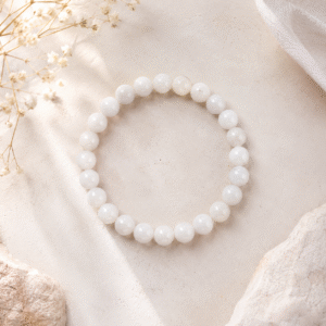 Natural White Kyanite Beaded Bracelet | Handmade Healing Crystal Bracelet for Peace & Clarity