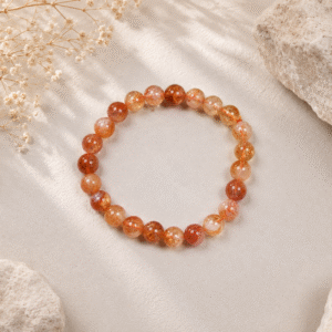 Natural Strawberry Quartz Crystal Bracelet | Healing Stone Beaded Bracelet