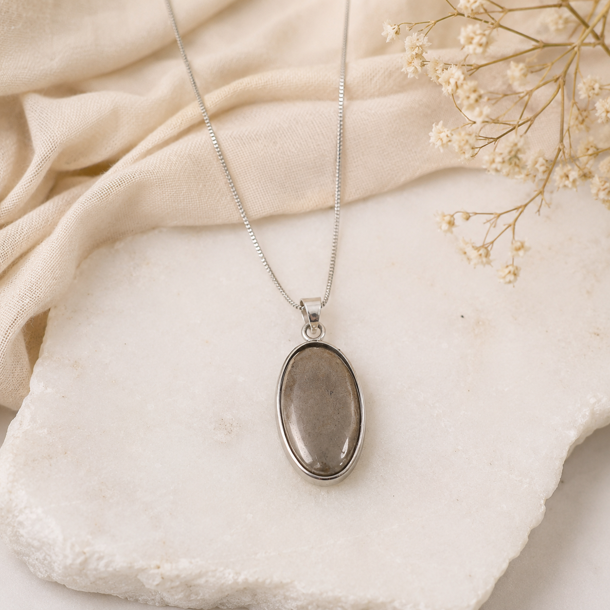 Natural Labradorite Pendant Necklace | Oval Labradorite Gemstone Pendant | Handmade Healing Crystal Jewelry