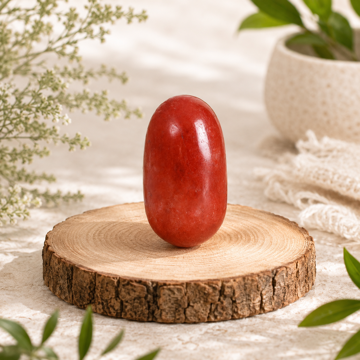 Natural Red Jasper Shiva Lingam Crystal Stone for Healing, Meditation & Vastu - Image 2