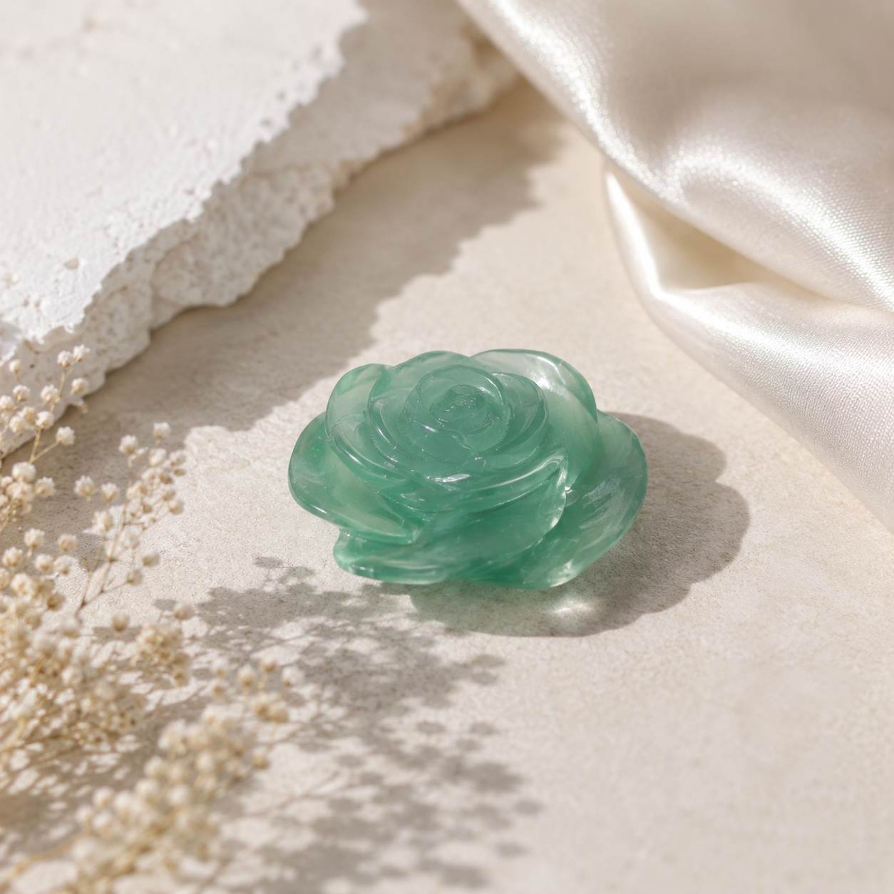 Natural Green Aventurine Rose Crystal Carving | Healing Stone Decor - Image 2