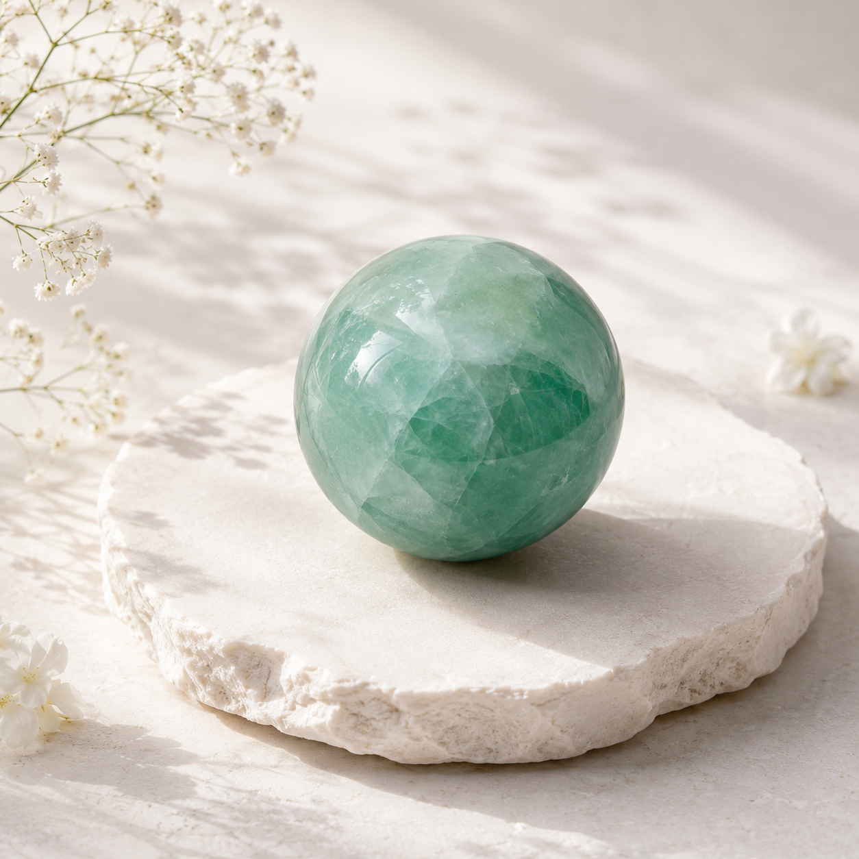 Natural Green Fluorite Crystal Sphere | Healing Energy Ball for Meditation & Décor - Image 3