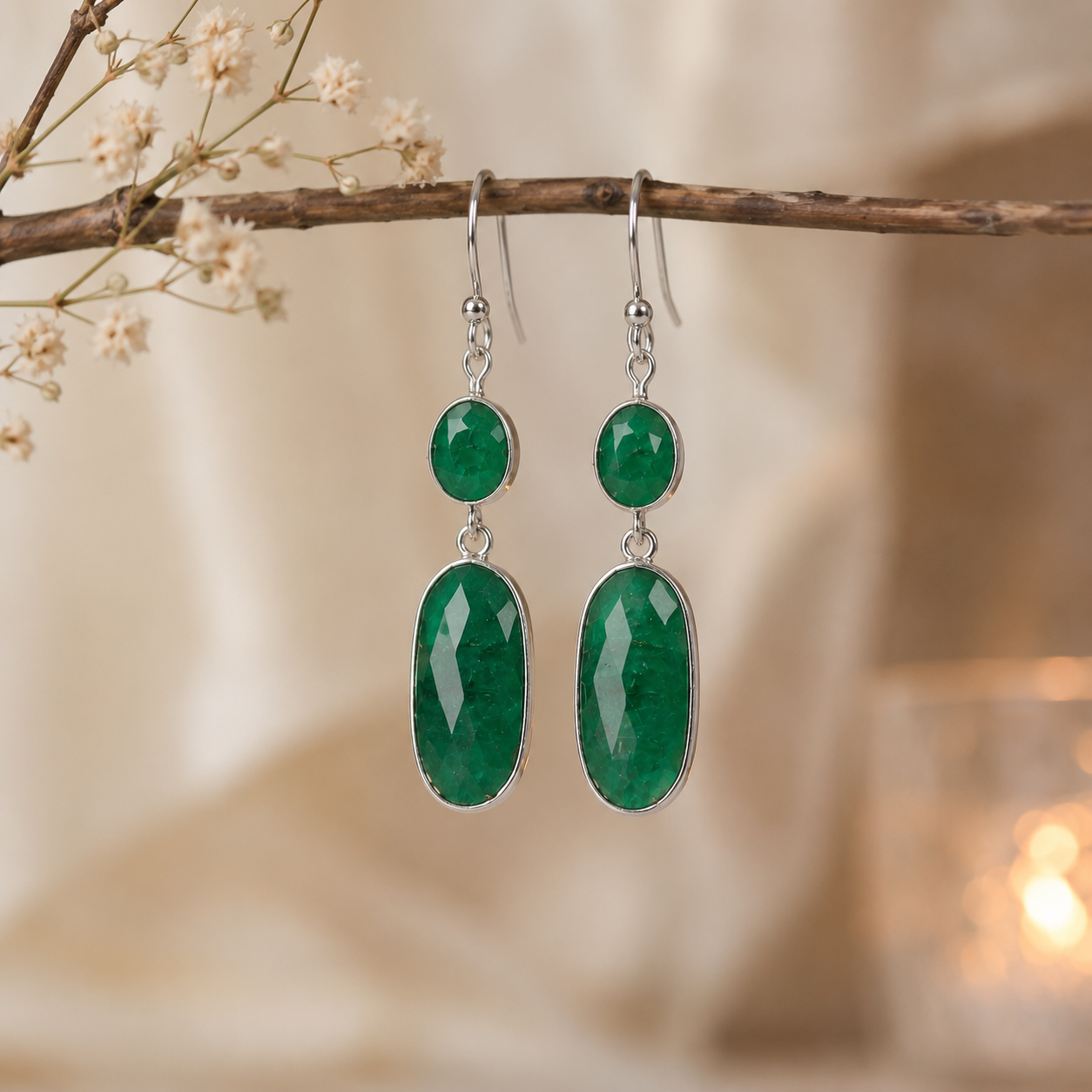 Natural Green Aventurine Drop Earrings – 925 Sterling Silver Handmade Earrings - Image 3