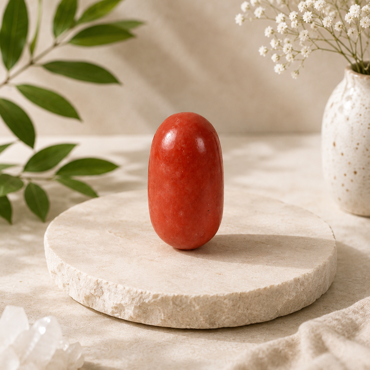 Natural Red Jasper Shiva Lingam Crystal Stone for Healing, Meditation & Vastu