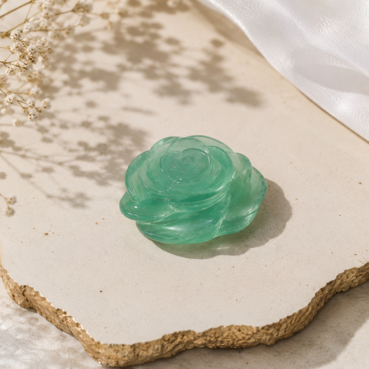 Natural Green Aventurine Rose Crystal Carving | Healing Stone Decor - Image 3