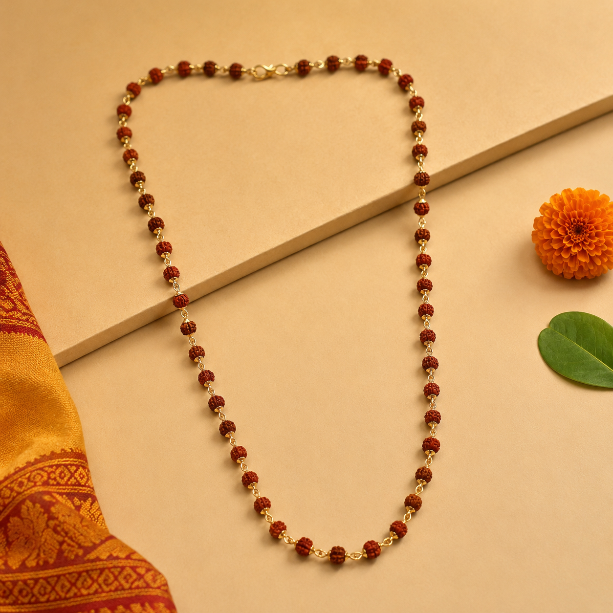 Natural 5 Mukhi Rudraksha Mala (54 Beads) – Certified Rudraksha Prayer Necklace - Image 2