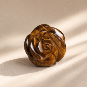 Natural Tiger Eye Rose Crystal Carving | Handcrafted Healing Stone Flower