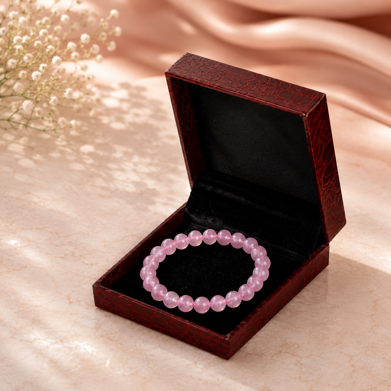 Natural Rose Quartz Crystal Bracelet | Healing Love Stone Beaded Bracelet - Image 4