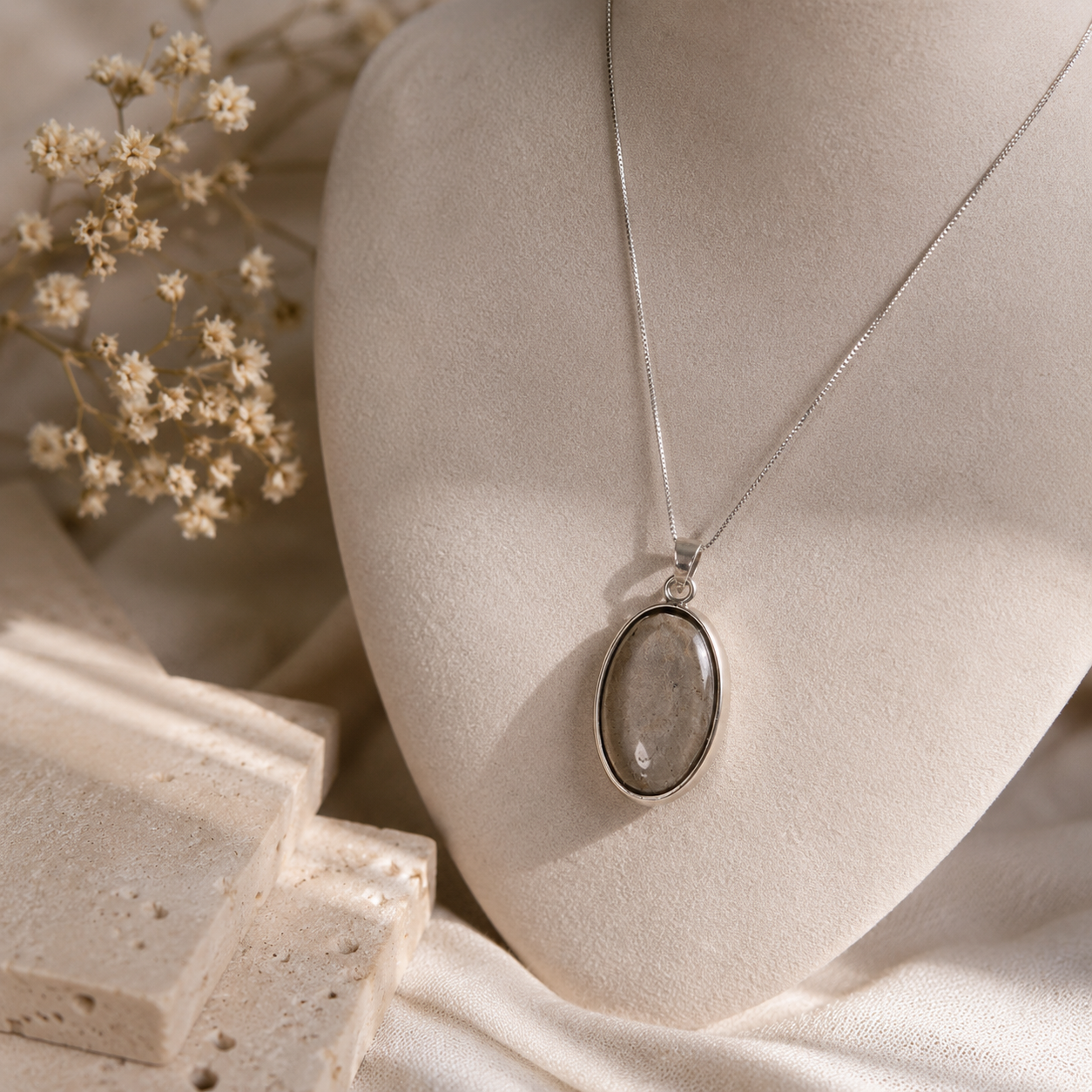Natural Labradorite Pendant Necklace | Oval Labradorite Gemstone Pendant | Handmade Healing Crystal Jewelry - Image 4
