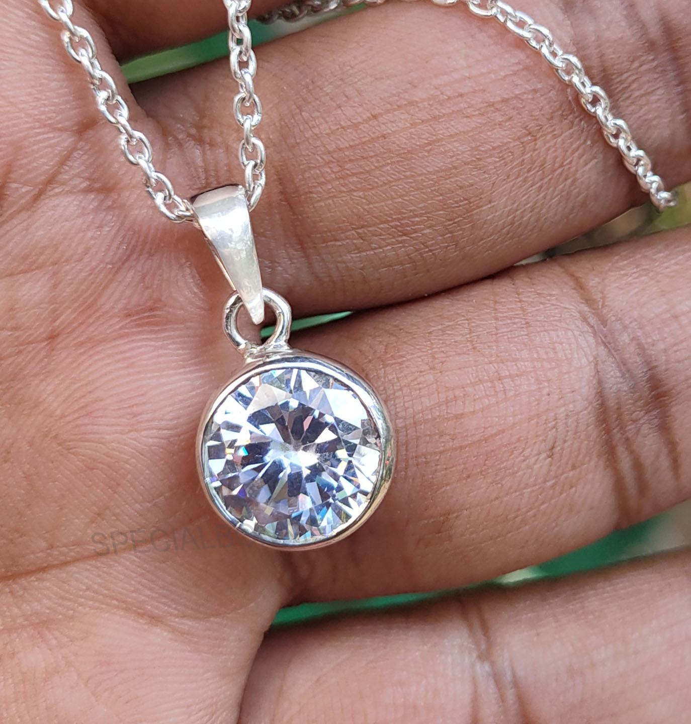 Natural Diamond Solitaire Pendant Necklace - Image 8