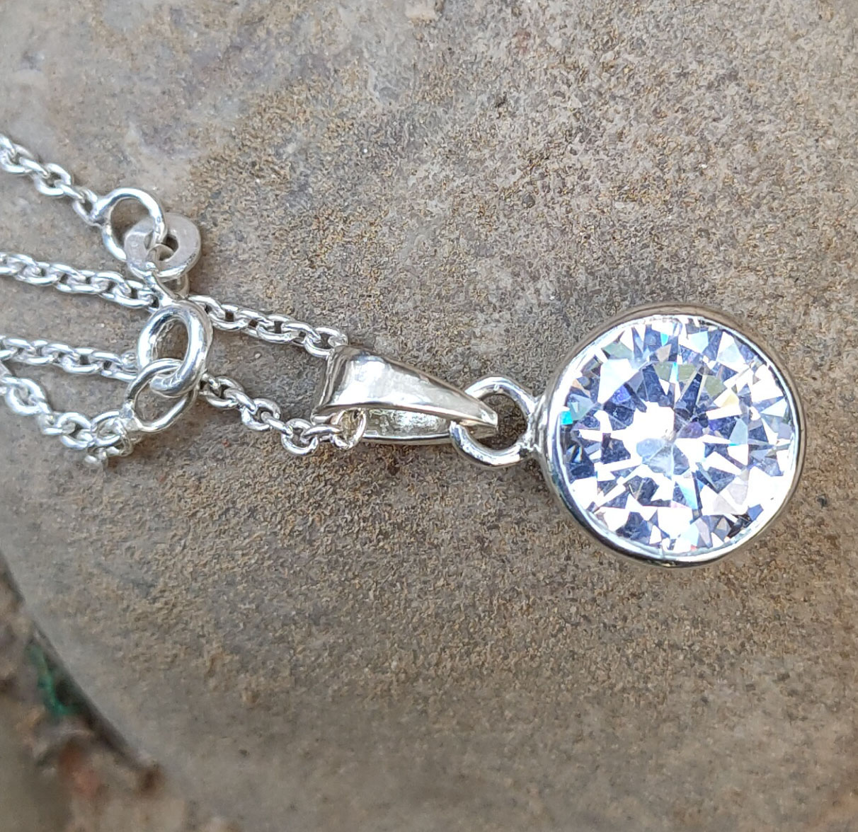 Natural Diamond Solitaire Pendant Necklace - Image 3