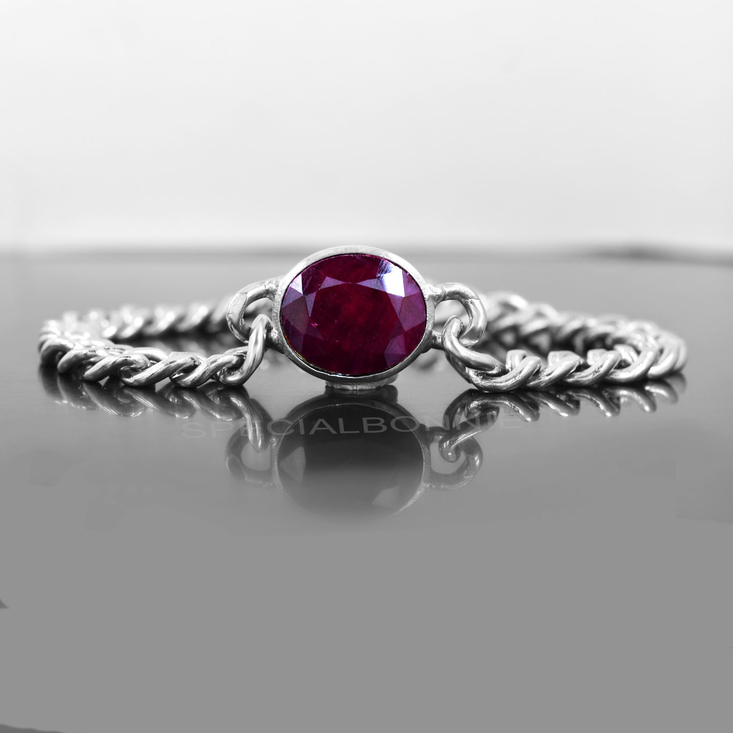 Natural Amethyst Silver-Finish Chain Bracelet - Image 2