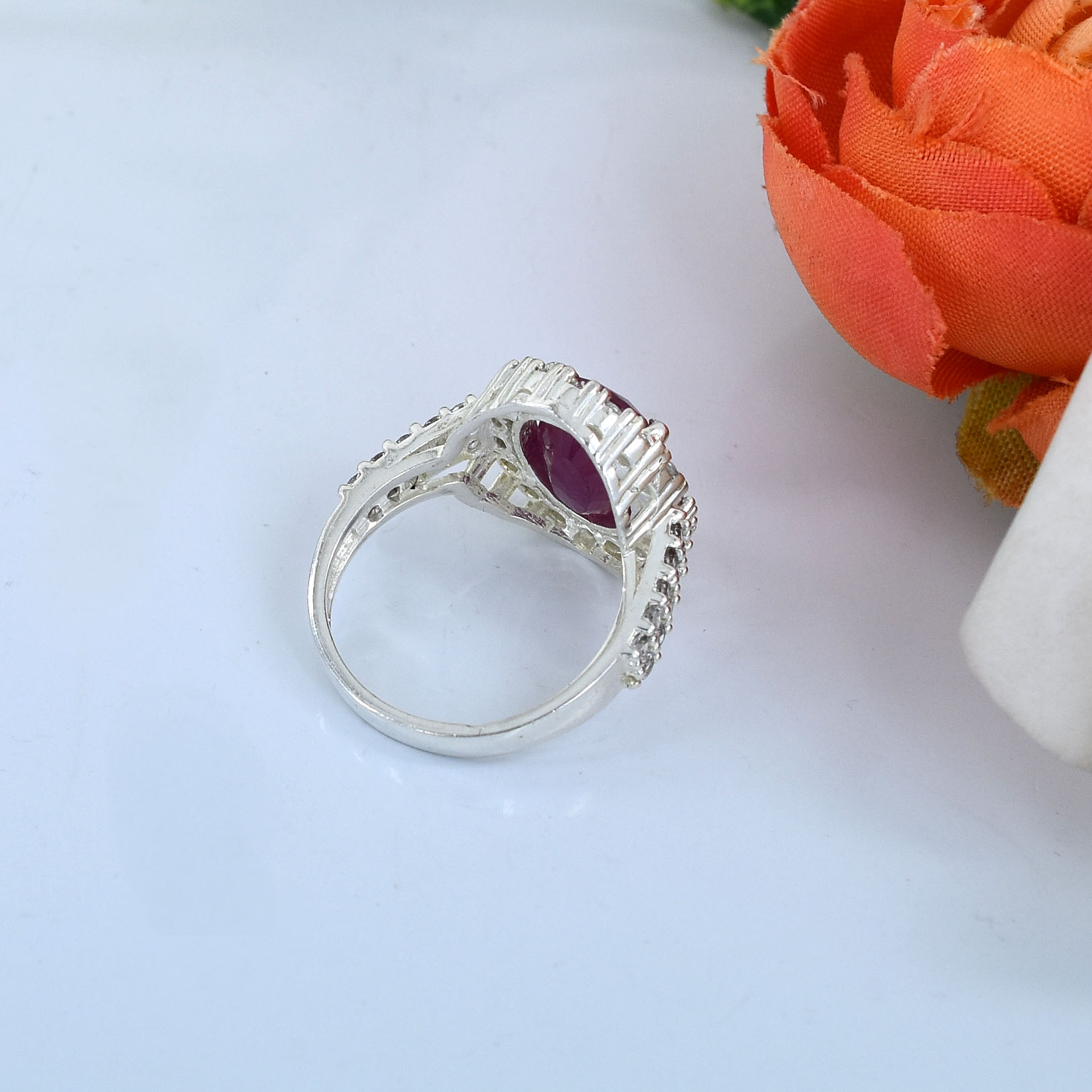 Natural Ruby (Manik) Gemstone Ring | Oval Cut Ruby Silver Ring | Handmade Healing & Astrology Jewelry - Image 3