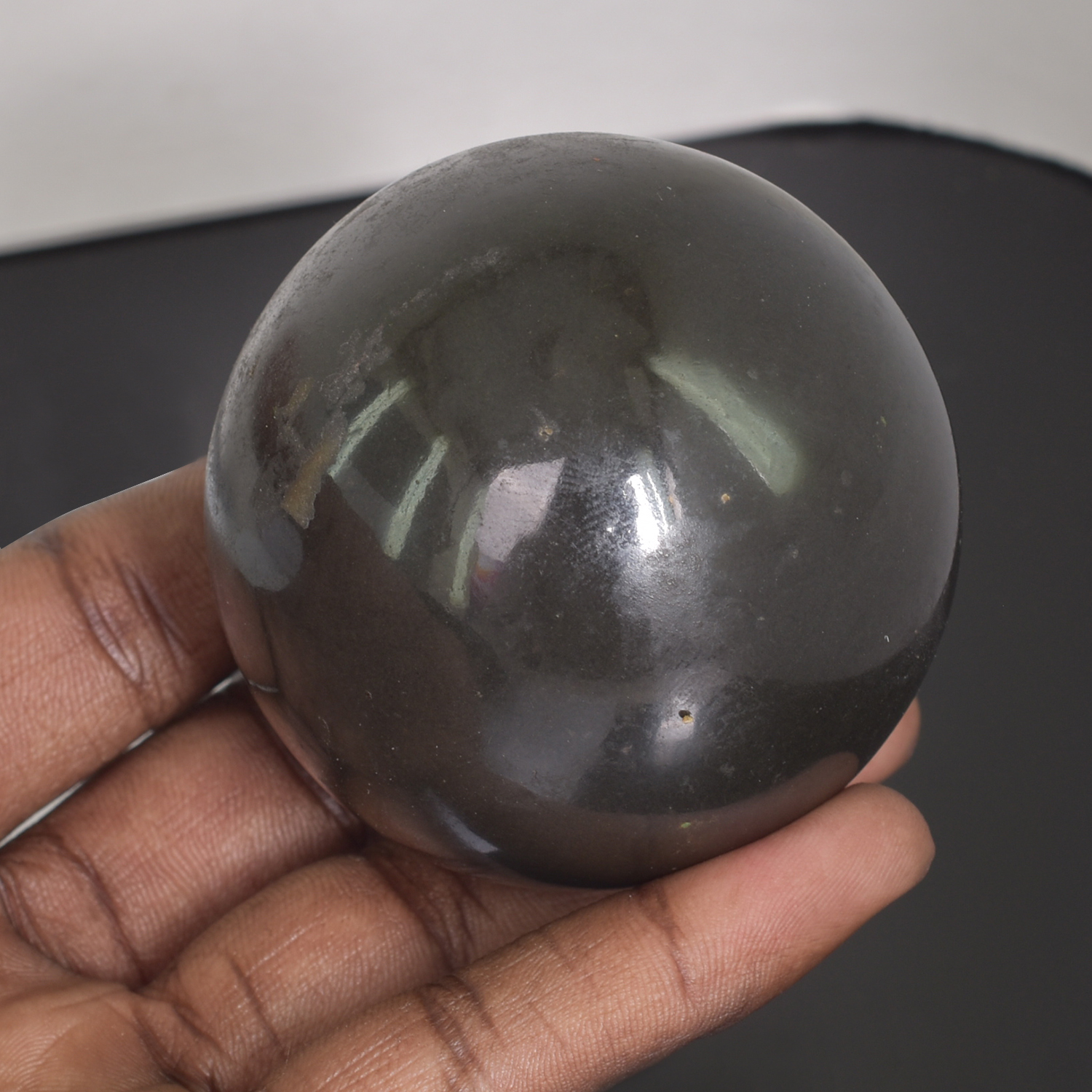 Natural Black Obsidian Healing Crystal Sphere (Polished Ball) - Image 2