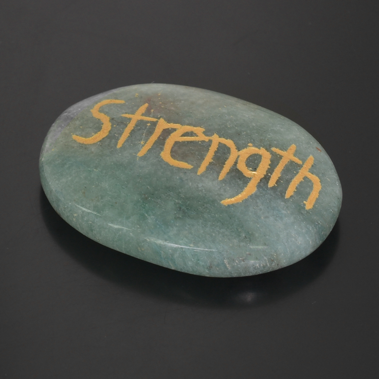 Green Aventurine Engraved Healing Stone: "Strength" - Image 4