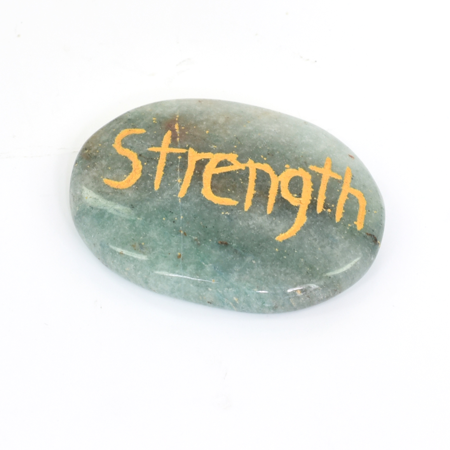 Green Aventurine Engraved Healing Stone: "Strength"