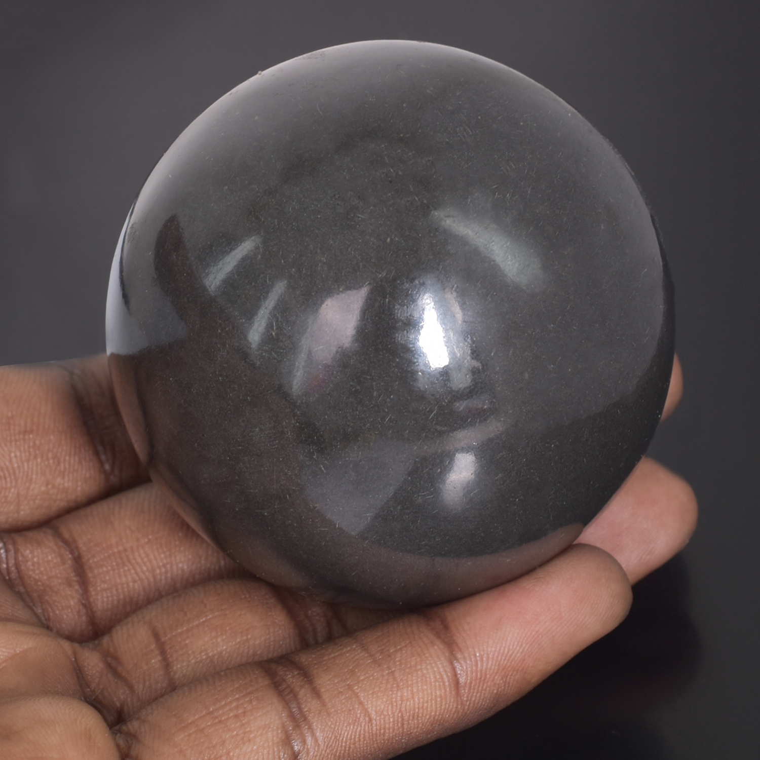 Natural Black Obsidian Healing Crystal Sphere (Polished Ball) - Image 2