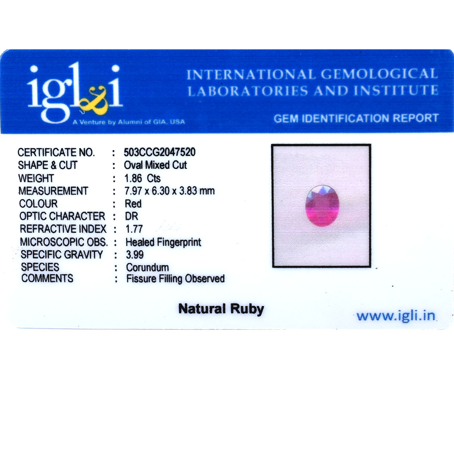 Certified Natural Ruby (Manik) – 1.86 Carat Oval Mixed Cut Gemstone - Image 6