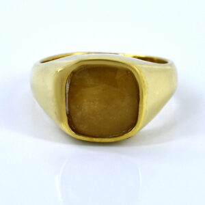 Natural Yellow Gemstone Ring in Gold-Tone Setting | Cushion Shape Ring – 8 CT | 9.14 Gram