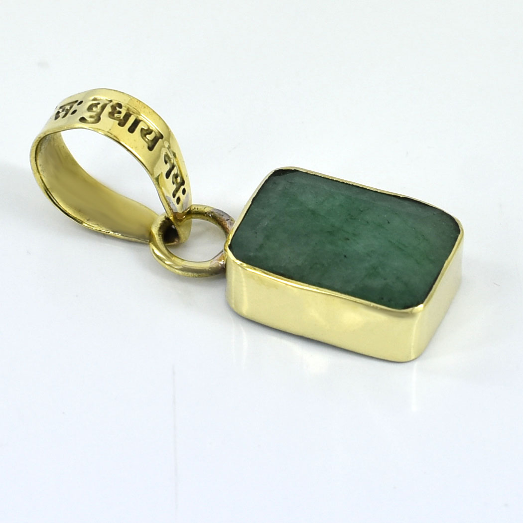 Natural Emerald Pendant with Gold-Tone Chain | Rectangular Gemstone Pendant – 8.35 CT | 3.70 Grams - Image 2
