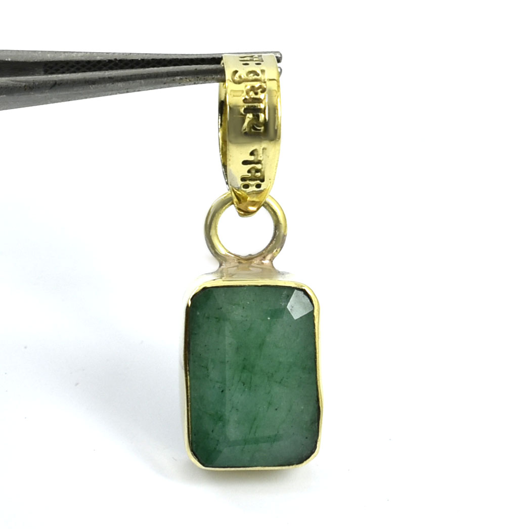 Natural Emerald Pendant with Gold-Tone Chain | Rectangular Gemstone Pendant – 8.35 CT | 3.70 Grams - Image 7