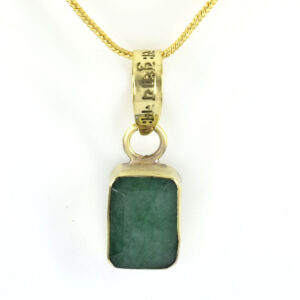 Natural Emerald Pendant with Gold-Tone Chain | Rectangular Gemstone Pendant – 8.35 CT | 3.70 Grams