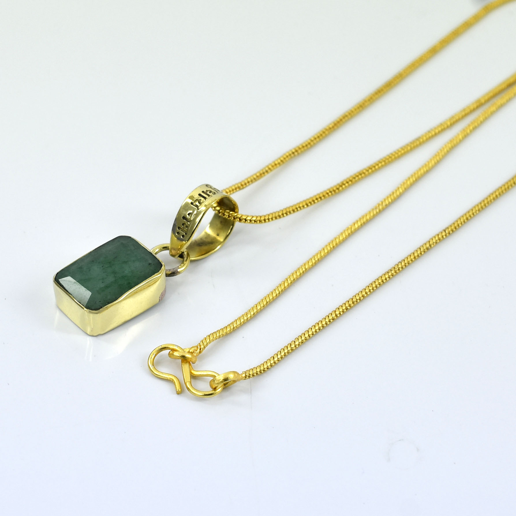 Natural Emerald Pendant with Gold-Tone Chain | Rectangular Gemstone Pendant – 8.35 CT | 3.70 Grams - Image 5
