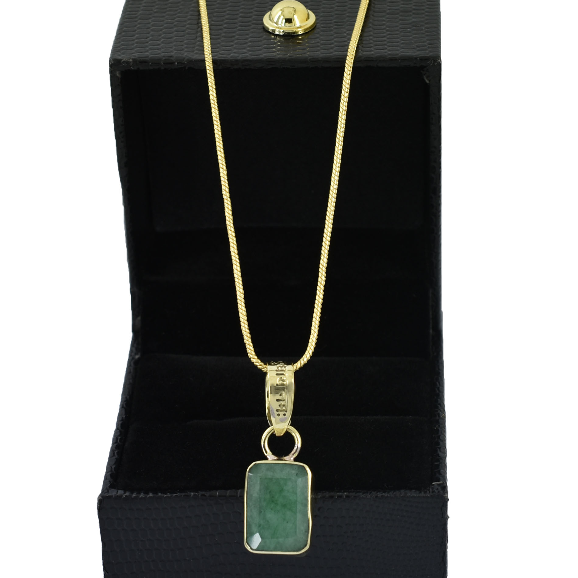 Natural Emerald Pendant with Gold-Tone Chain | Rectangular Gemstone Pendant – 8.35 CT | 3.70 Grams - Image 6
