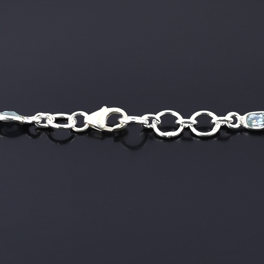 Natural Aquamarine Gemstone Silver-Tone Chain Necklace | Faceted Blue Stone Necklace - Image 4