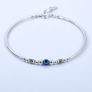 925 Sterling Silver Evil Eye Protection Bracelet | Blue Nazar Bead Adjustable Bracelet for Positive Energy