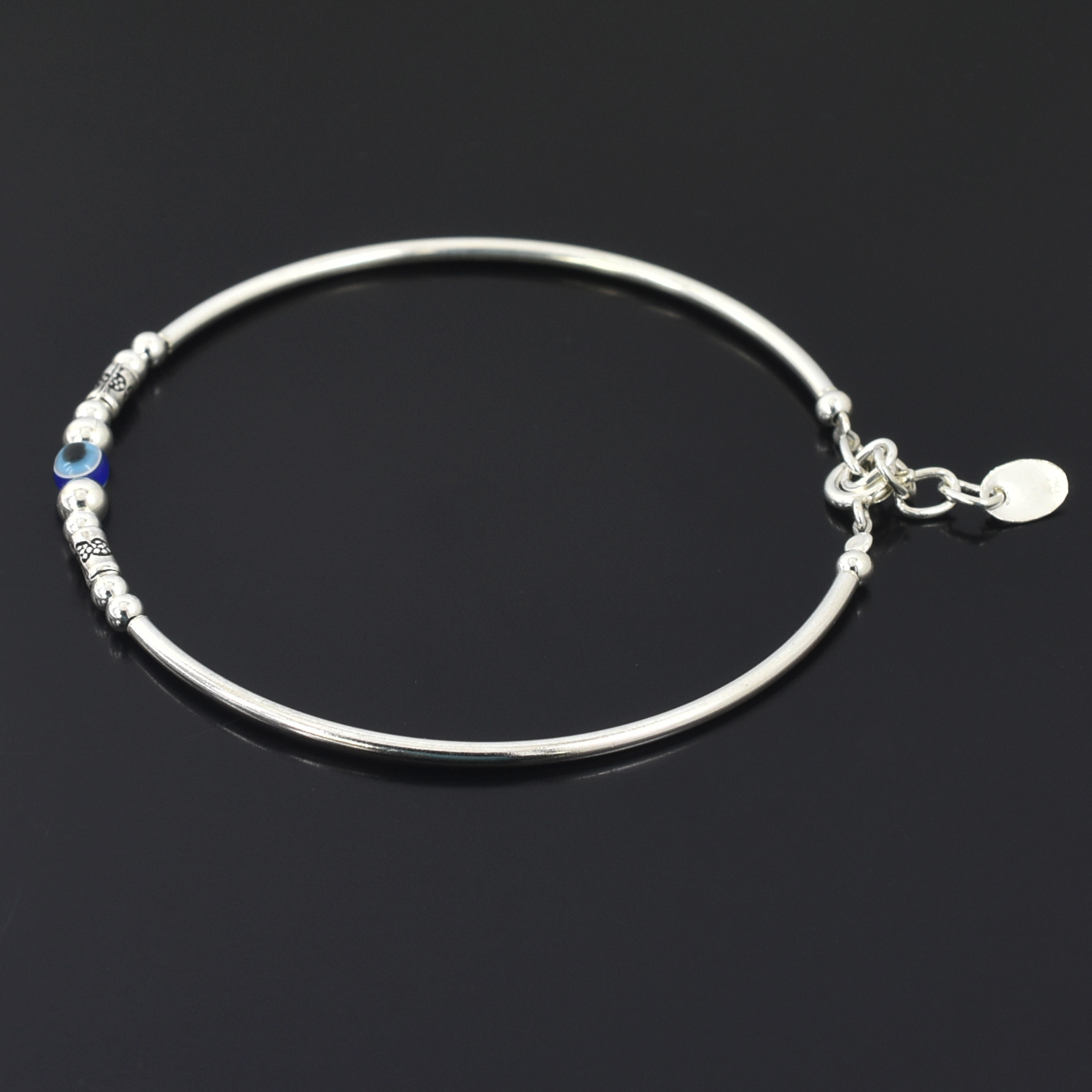 925 Sterling Silver Evil Eye Protection Bracelet | Blue Nazar Bead Adjustable Bracelet for Positive Energy - Image 4