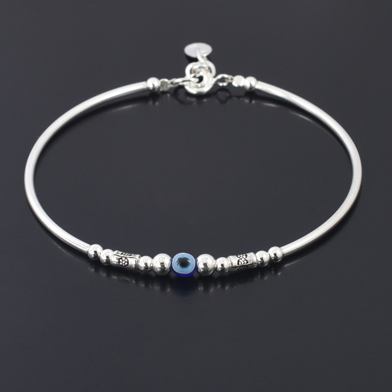 925 Sterling Silver Evil Eye Protection Bracelet | Blue Nazar Bead Adjustable Bracelet for Positive Energy - Image 5
