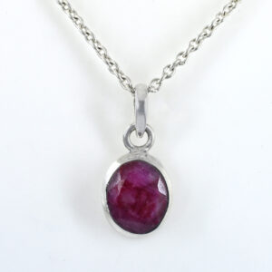 Natural Ruby (Manik) Gemstone Pendant in 925 Sterling Silver
