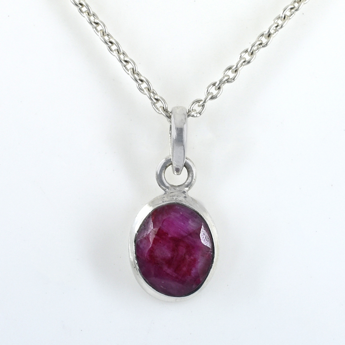 Natural Ruby (Manik) Gemstone Pendant in 925 Sterling Silver