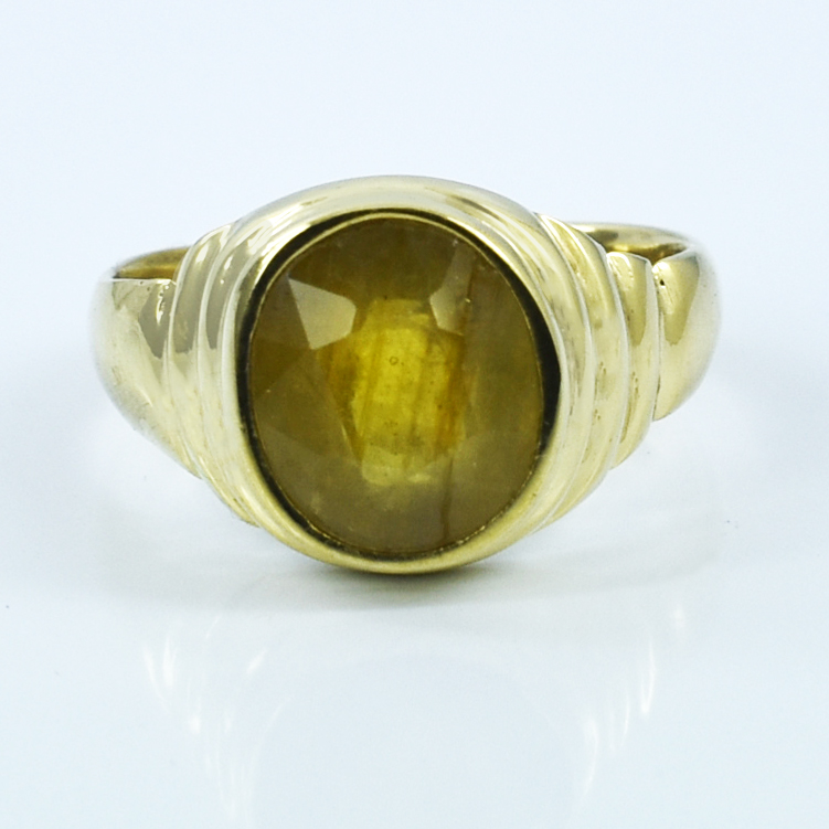Natural Golden Sapphire (Yellow Sapphire) Gemstone Ring – 4.13 Ct | 7.15 Grams