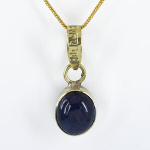Natural Blue Sapphire (Neelam) Oval Cabochon Pendant – 9 Ct Gemstone with Pendant | 4.86 Grams