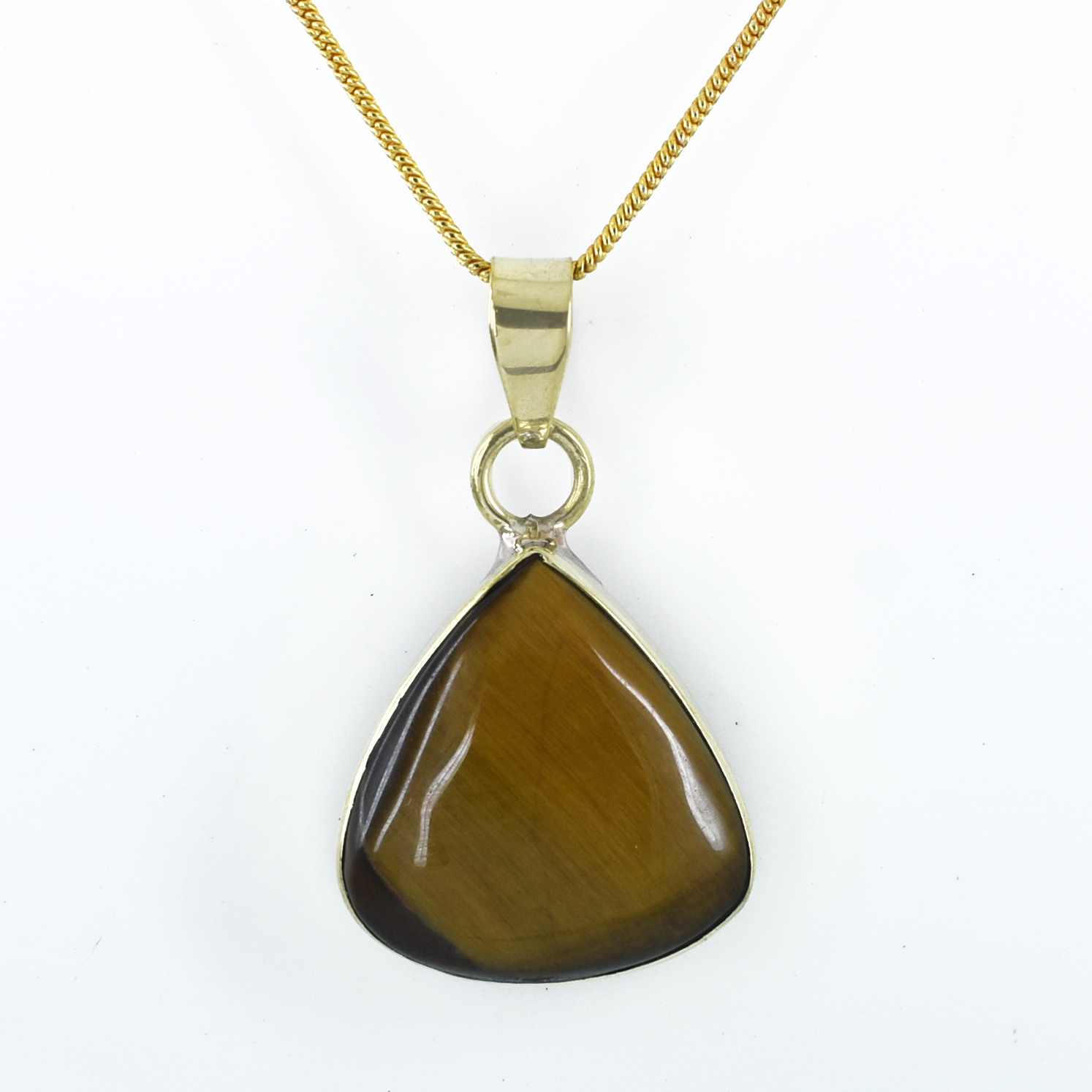 Natural Tiger Eye Gemstone Pendant – 15 Carat Oval Cut Healing Pendant (7.34 Grams)