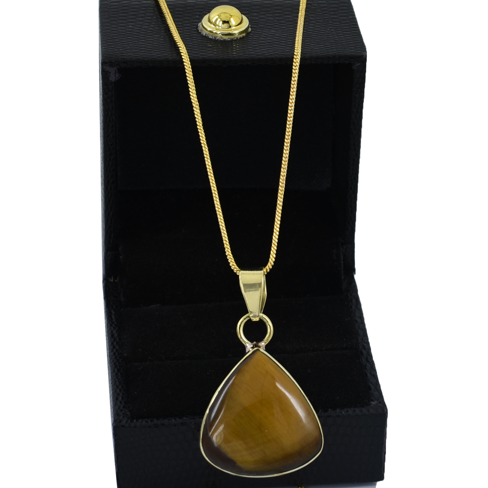 Natural Tiger Eye Gemstone Pendant – 15 Carat Oval Cut Healing Pendant (7.34 Grams) - Image 2