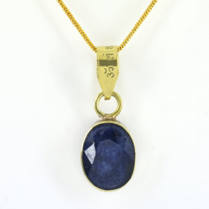 Natural Blue Sapphire (Neelam) Oval Pendant – 9 Ct Gemstone Pendant | 4.77 Grams