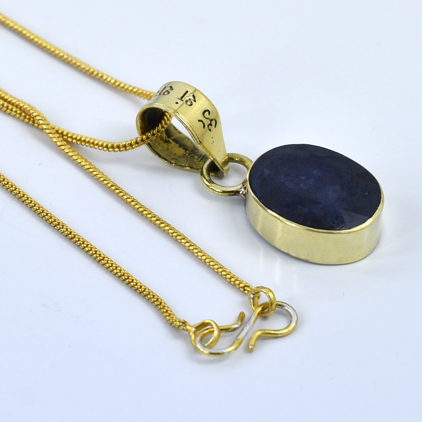 Natural Blue Sapphire (Neelam) Oval Pendant – 9 Ct Gemstone Pendant | 4.77 Grams - Image 3