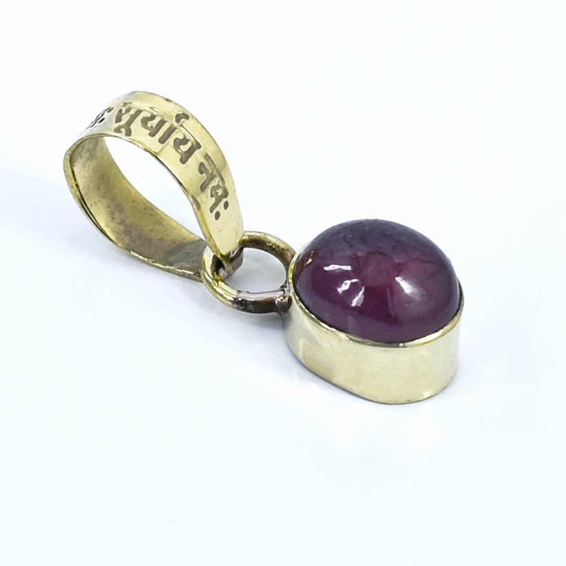 Natural Ruby Pendant with Gold-Tone Chain | Oval Cabochon Gemstone Pendant – 6 CT | 2.94 Grams - Image 2
