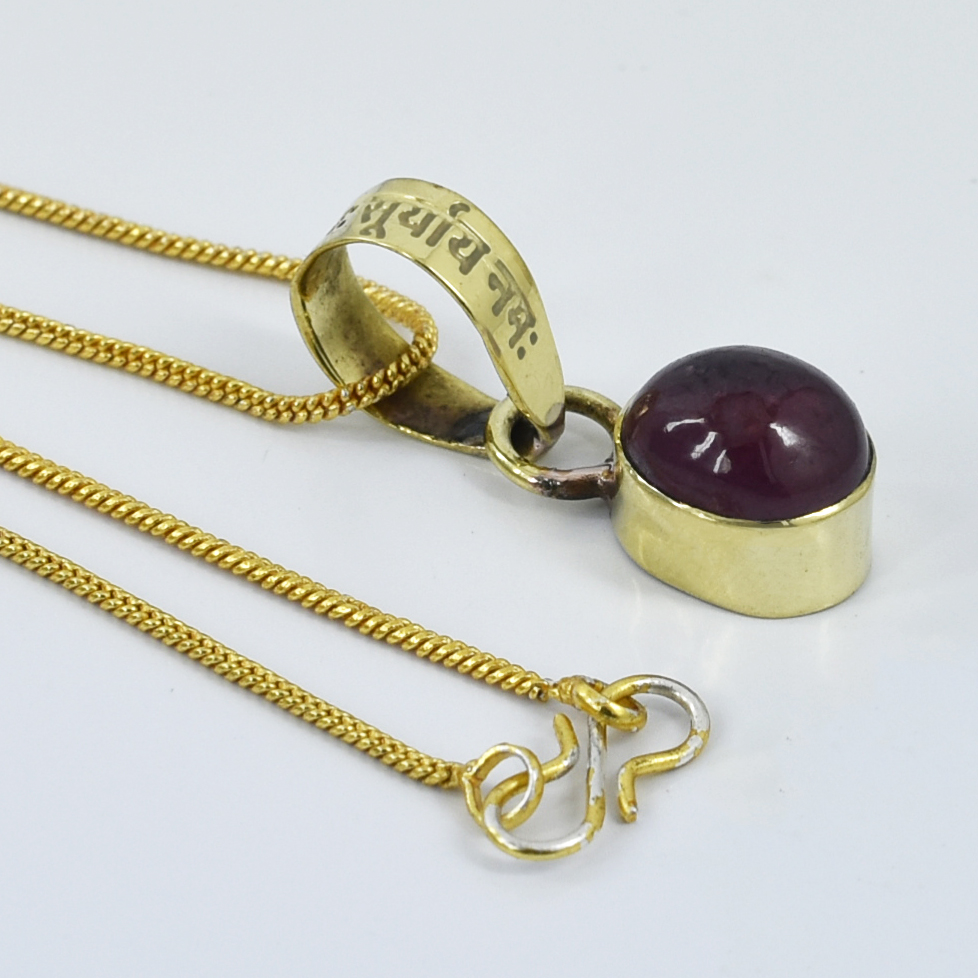 Natural Ruby Pendant with Gold-Tone Chain | Oval Cabochon Gemstone Pendant – 6 CT | 2.94 Grams - Image 5