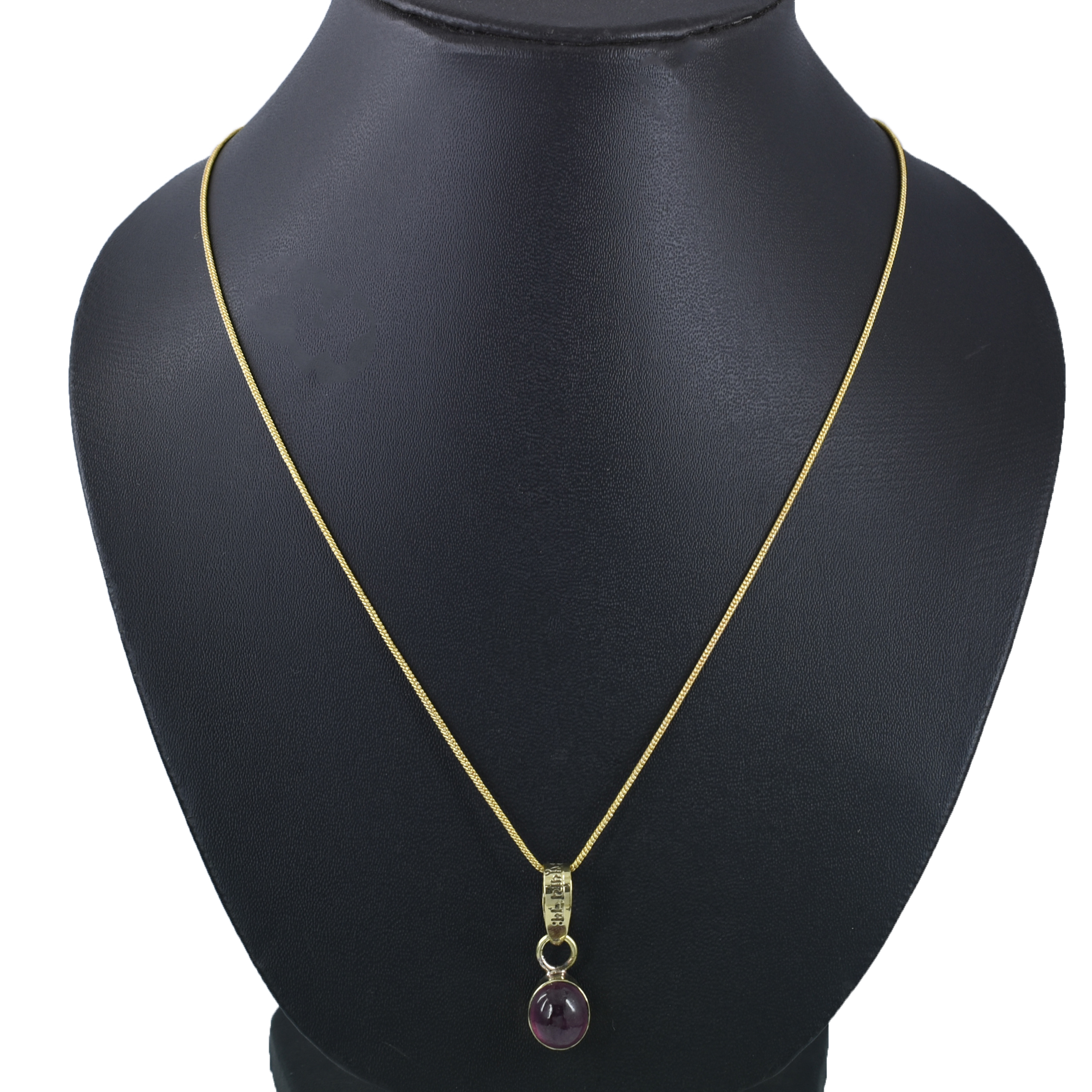 Natural Ruby Pendant with Gold-Tone Chain | Oval Cabochon Gemstone Pendant – 6 CT | 2.94 Grams - Image 6