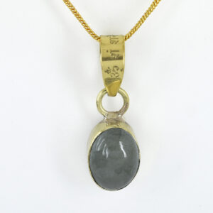 Natural Grey Moonstone Pendant with Gold-Tone Chain | Oval Cabochon Gemstone Pendant – 7 CT | 3.28 Grams